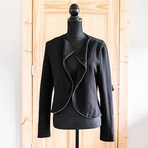 Kaii Los Angeles Black Moto Textured Blazer Webbed Back Zipper Detail Size XL